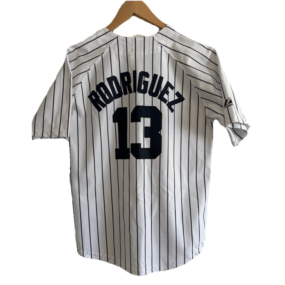 Vintage Majestic Alex Rodriguez NY Yankees Pinstripe Jersey Youth L 14/16 #13